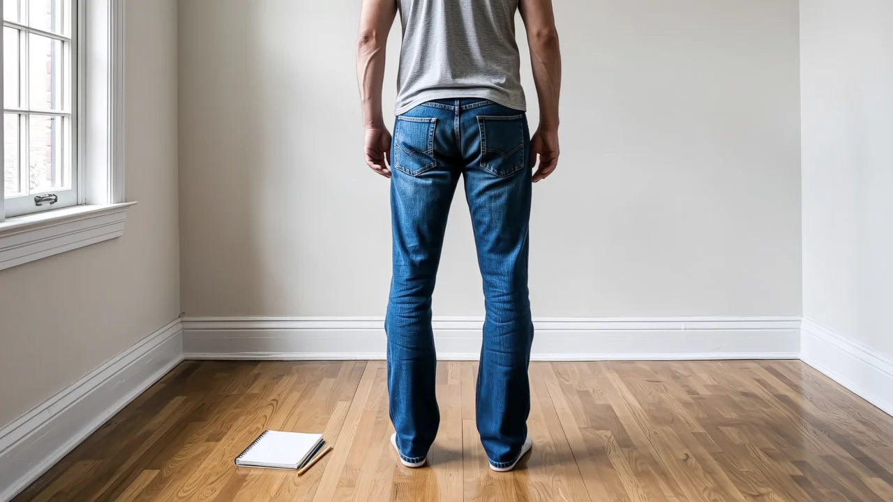 Eine Person steht auf einem Tritthocker und misst die Deckenhöhe mit einem Maßband